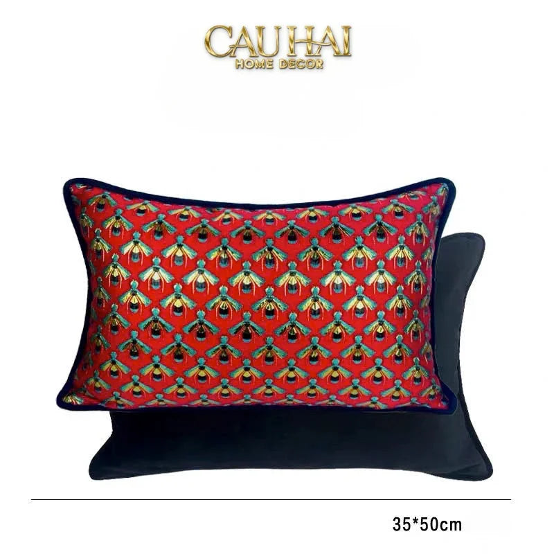 Maison Couture - Gối Jacquard Abeille d’Or Nil Bleu Art Cushion 35x50-VỎ GỐI-CẬU HAI HOME DECOR