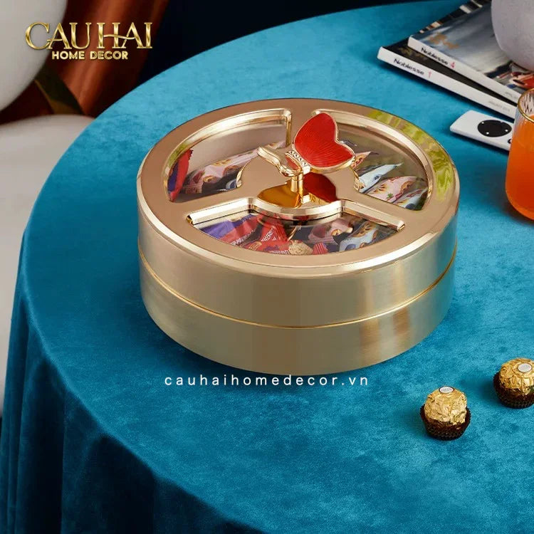Maison Couture - Hộp Bánh Mứt 2 Tầng Glorious Auré Papillon Royale 28x20-CẬU HAI HOME DECOR