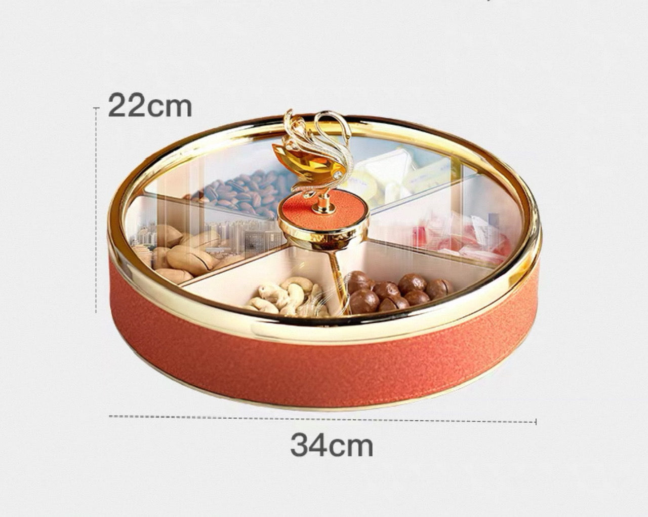 Maison Couture - Hộp Bánh Mứt Bản Da Cam 6 Ngăn - Thiên Nga Pha Lê Critalleries Swan 33.5x20x9-CẬU HAI HOME DECOR