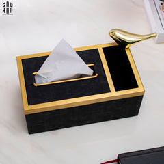 Maison Couture - Hộp Khăn Giấy Balvin Prestige Class Oakwood Leather - Noir / Crème 14x25-HỘP KHĂN GIẤY-CẬU HAI HOME DECOR