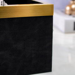 Maison Couture - Hộp Khăn Giấy Balvin Prestige Class Oakwood Leather - Noir / Crème 14x25-HỘP KHĂN GIẤY-CẬU HAI HOME DECOR