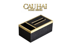 Maison Couture - Hộp Khăn Giấy Balvin Prestige Class Oakwood Leather - Noir / Crème 14x25-HỘP KHĂN GIẤY-CẬU HAI HOME DECOR