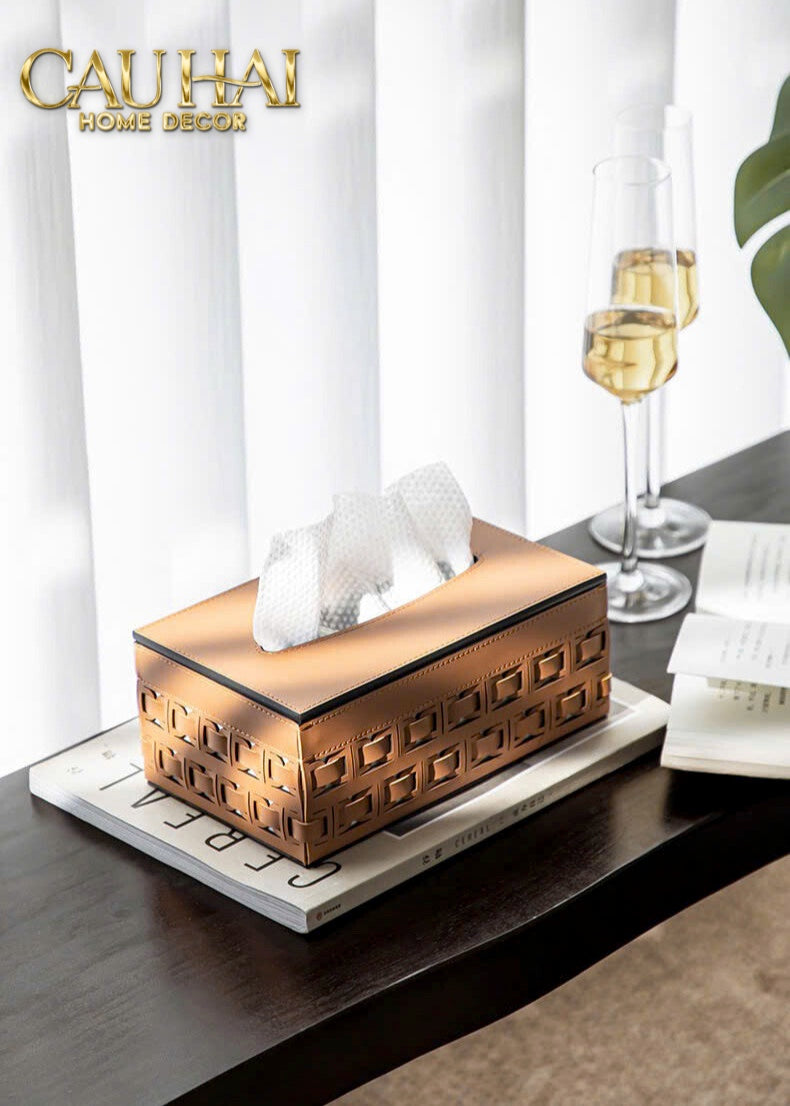 Maison Couture - Hộp Khăn Giấy Boîte à Mouchoirs Décorative Cognac 13.5 × 21 - CẬU HAI HOME DECOR