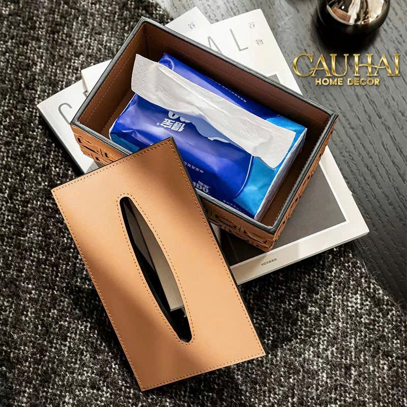 Maison Couture - Hộp Khăn Giấy Boîte à Mouchoirs Décorative Cognac 13.5 × 21 - CẬU HAI HOME DECOR