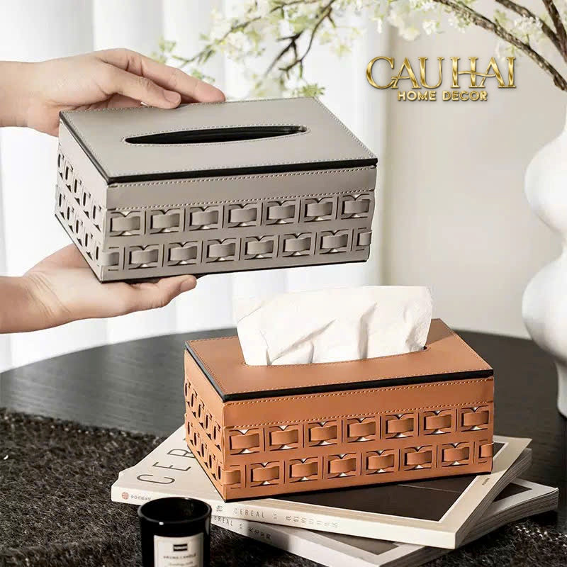 Maison Couture - Hộp Khăn Giấy Boîte à Mouchoirs Décorative Cognac 13.5 × 21 - CẬU HAI HOME DECOR