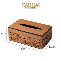 Maison Couture - Hộp Khăn Giấy Boîte à Mouchoirs Décorative Cognac 13.5 × 21-HỘP KHĂN GIẤY-CẬU HAI HOME DECOR