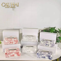 Maison Couture - Hộp Khăn Giấy D.O Gốm Sứ Toile de Jouy Red Porcelain Tissue Box-CẬU HAI HOME DECOR