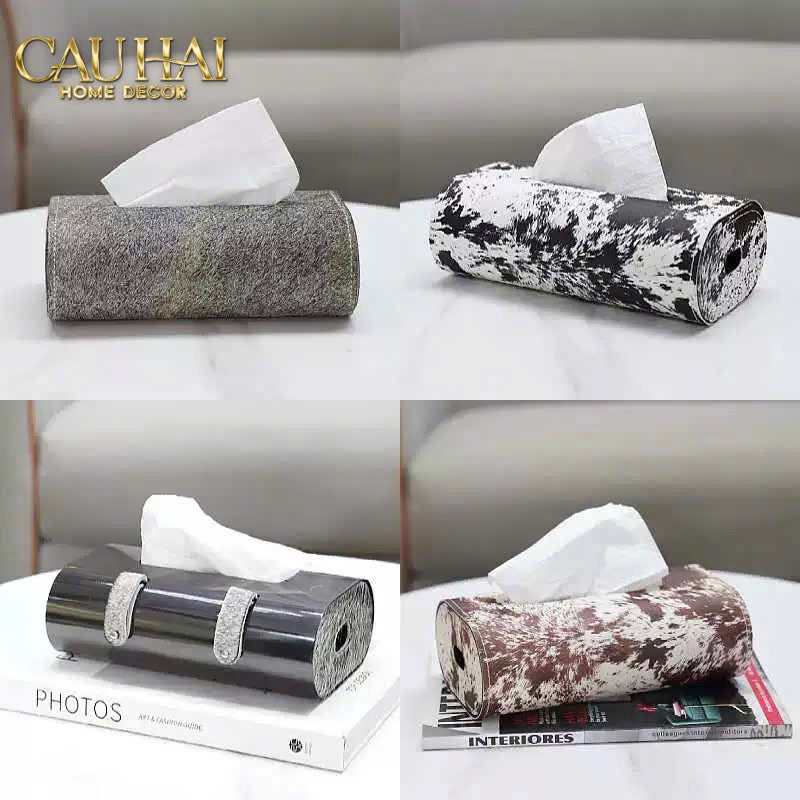 Maison Couture - Hộp Khăn Giấy Da Atélier Lux Leather Arctic Patina Tissue Box - CẬU HAI HOME DECOR