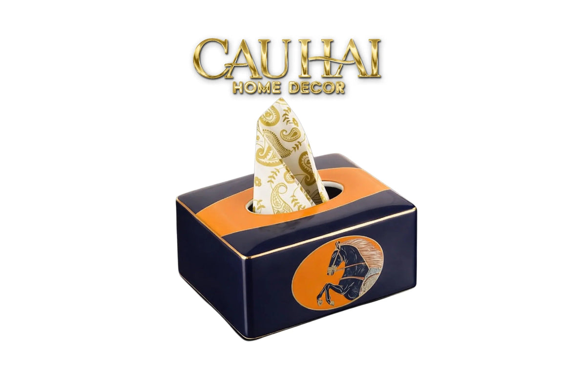 Maison Couture - Hộp Khăn Giấy Gốm Sứ Regal Legendary Impérial Noble Équestre