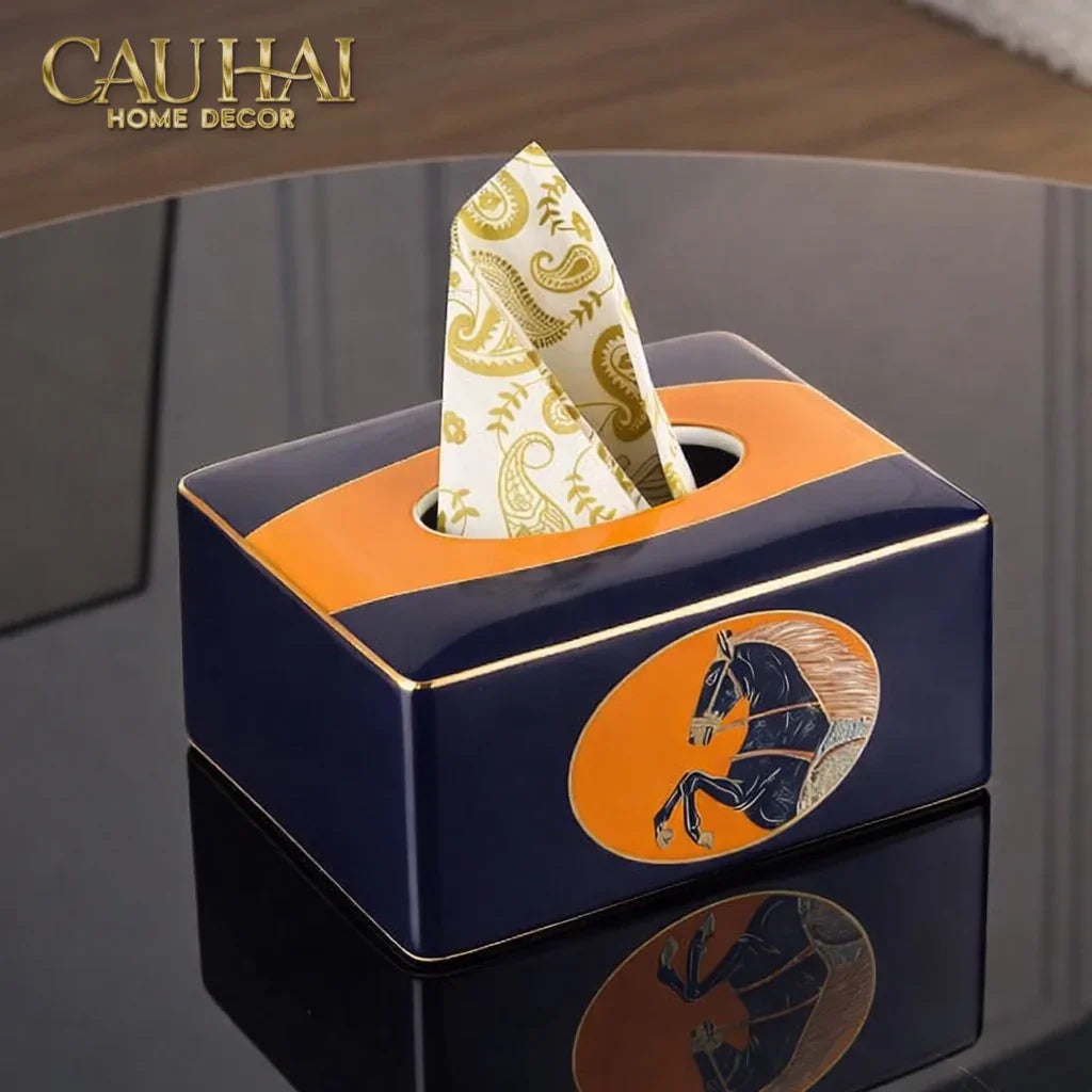 Maison Couture - Hộp Khăn Giấy Gốm Sứ Regal Legendary Impérial Noble Équestre