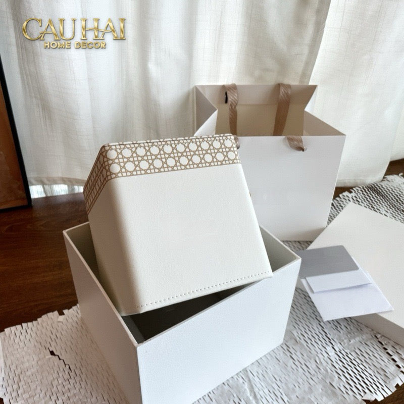 Maison Couture - Hộp Khăn Giấy Haute Leather D'Ivoire D Class Atélier 13x20x12-HỘP KHĂN GIẤY-CẬU HAI HOME DECOR