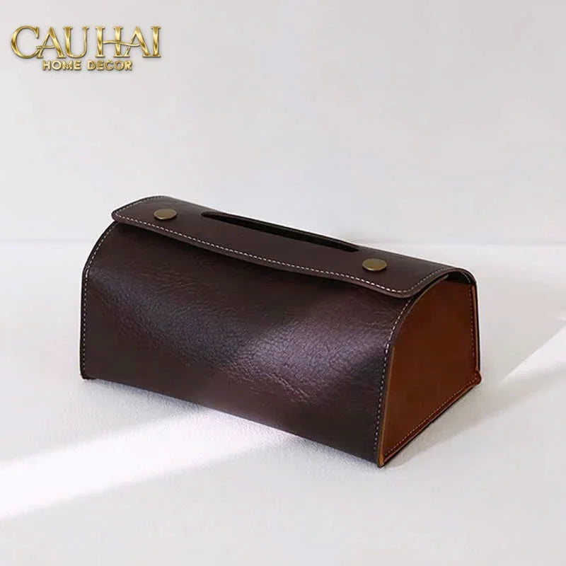 Maison Couture - Hộp Khăn Giấy Lux Leather Saddlecraft Noir-HỘP KHĂN GIẤY-CẬU HAI HOME DECOR