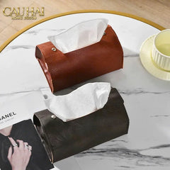 Maison Couture - Hộp Khăn Giấy Lux Leather Saddlecraft Noir-HỘP KHĂN GIẤY-CẬU HAI HOME DECOR
