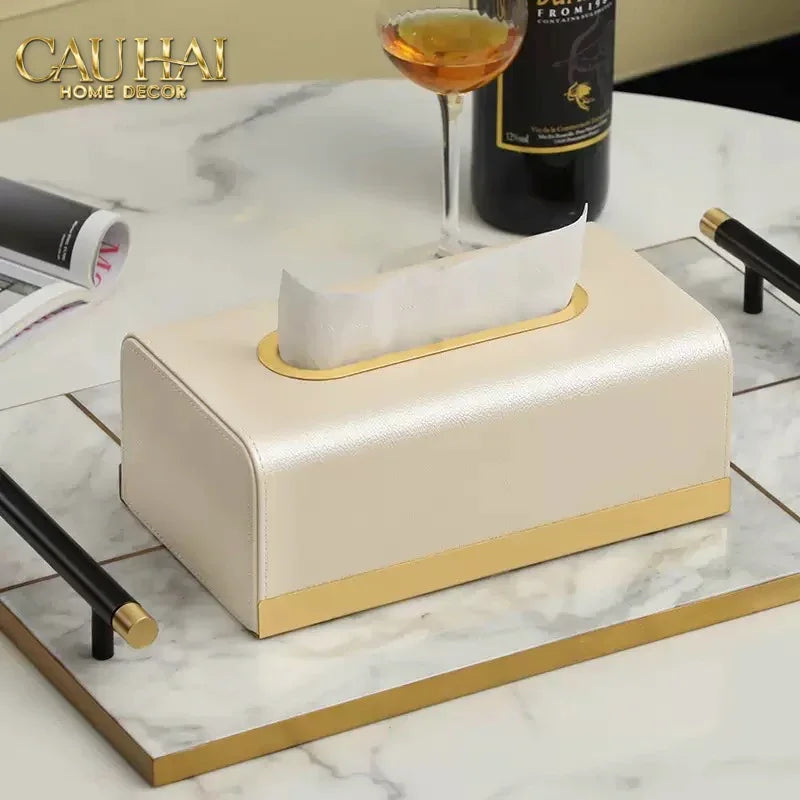 Maison Couture - Hộp Khăn Giấy Royale Bleu Satin Impérial Paon Plumage Tissue Holders-CẬU HAI HOME DECOR