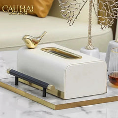 Maison Couture - Hộp Khăn Giấy Royale Bleu Satin Impérial Paon Plumage Tissue Holders-CẬU HAI HOME DECOR