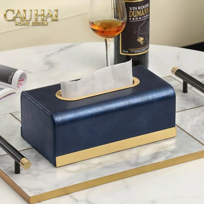 Maison Couture - Hộp Khăn Giấy Royale Navy Satin Tissue Holders - CẬU HAI HOME DECOR