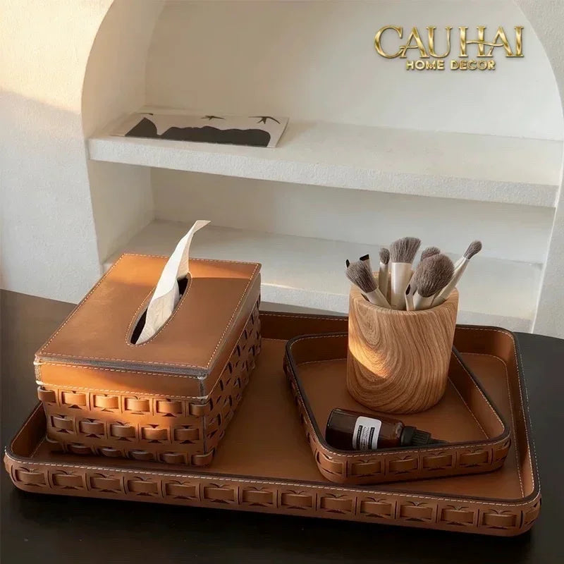 Maison Couture - Hộp Lưu Trữ Boîte à Boîte de Rangement Ronde Cognac D20-HỘP TRANG SỨC-CẬU HAI HOME DECOR