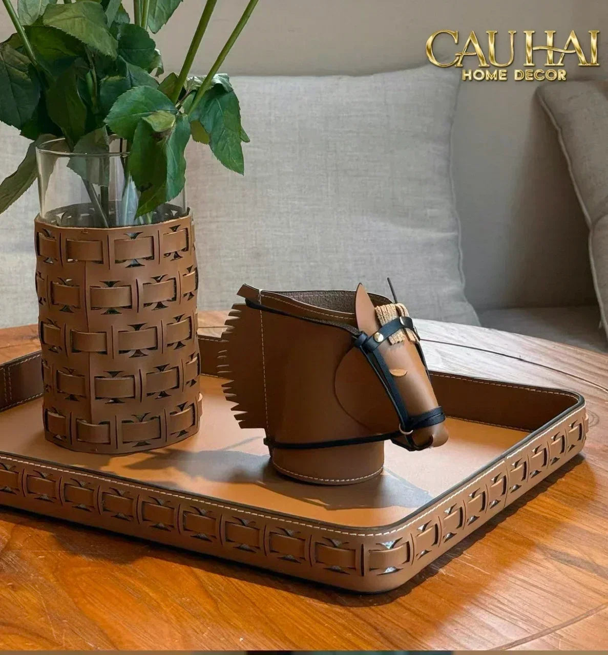 Maison Couture - Hộp Lưu Trữ Boîte à Boîte de Rangement Ronde Cognac D20-HỘP TRANG SỨC-CẬU HAI HOME DECOR