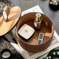 Maison Couture - Hộp Lưu Trữ Boîte à Boîte de Rangement Ronde Cognac D20-HỘP TRANG SỨC-CẬU HAI HOME DECOR