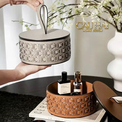 Maison Couture - Hộp Lưu Trữ Boîte à Boîte de Rangement Ronde Cognac D20-HỘP TRANG SỨC-CẬU HAI HOME DECOR