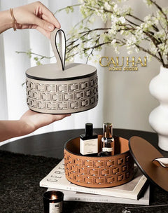 Maison Couture - Hộp Lưu Trữ Boîte à Boîte de Rangement Ronde Cognac D20-HỘP TRANG SỨC-CẬU HAI HOME DECOR