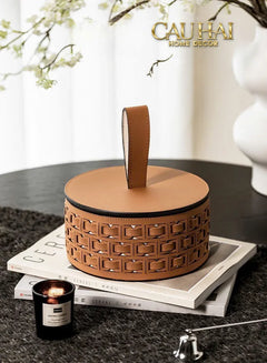Maison Couture - Hộp Lưu Trữ Boîte à Boîte de Rangement Ronde Cognac D20-HỘP TRANG SỨC-CẬU HAI HOME DECOR