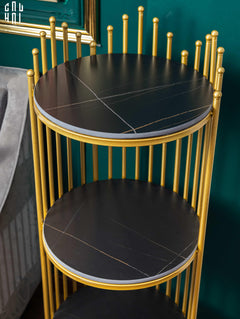 Maison Couture - Kệ 4 Tầng Collin Black Marble Stone Ss25-KỆ TRANG TRÍ-CẬU HAI HOME DECOR