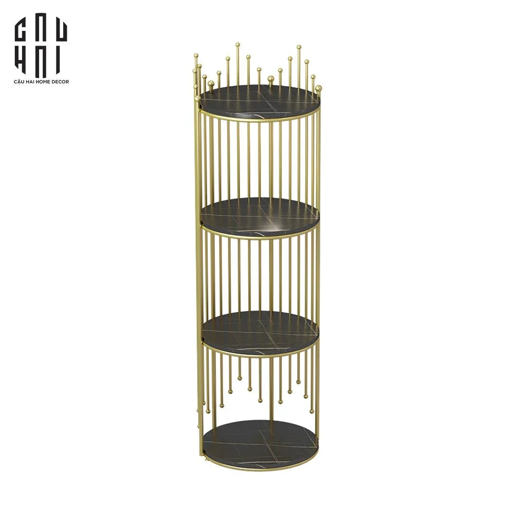Maison Couture - Kệ 4 Tầng Collin Black Marble Stone Ss25-CẬU HAI HOME DECOR