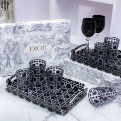 Maison Couture - Khay Acrylic Chữ Nhật Black Cannage Facetté Signature 23x36x4.5-CẬU HAI HOME DECOR