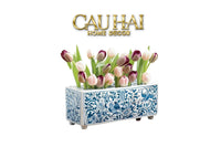 Maison Couture - Khay Bình Hoa Blue Indigo Indochine Héritage Floral Centerpiece Porcelain Trays 29.5 x 11-KHAY TRANG TRÍ-CẬU HAI HOME DECOR