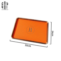 Maison Couture - Khay Da Chữ Nhật Orange H Class Signature Decorative Trays 24x35-CẬU HAI HOME DECOR
