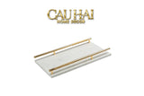 Maison Couture - Khay Đá Marble Chữ Nhật Pearl– Gold Ivory Handles 22×40-KHAY TRANG TRÍ-CẬU HAI HOME DECOR