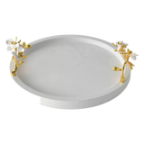 Maison Couture - Khay Đá Marble Tròn Haute Orchid Golden Branches Decorative Trays D32 - Cậu Hai Home Decor