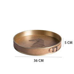 Maison Couture - Khay Da Tròn Dây Cương Da - Saddle Belt Équestre Héritage Decorative Trays 36x8-CẬU HAI HOME DECOR