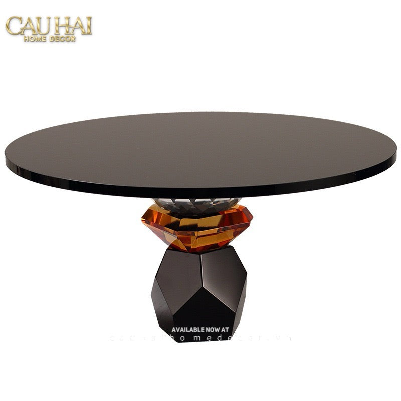 Maison Couture -  Khay Đế Tròn Pha Lê Đen - Savoir Cristalleries Atélier Display Trays 30x30x15