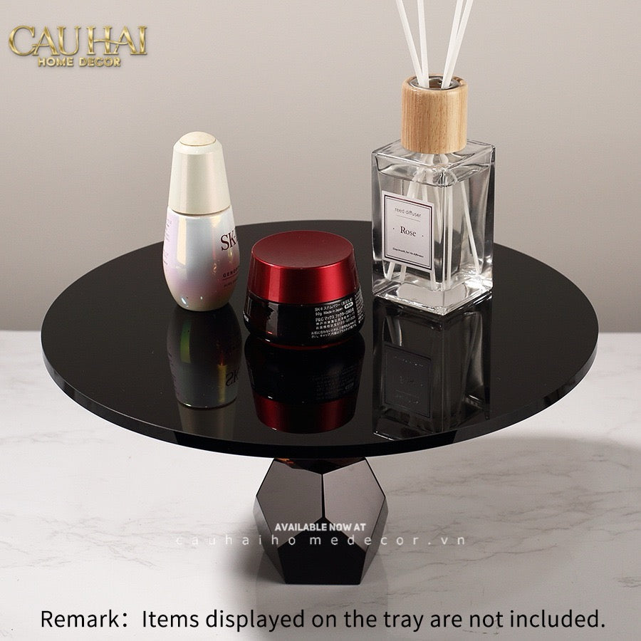Maison Couture -  Khay Đế Tròn Pha Lê Đen - Savoir Cristalleries Atélier Display Trays 30x30x15