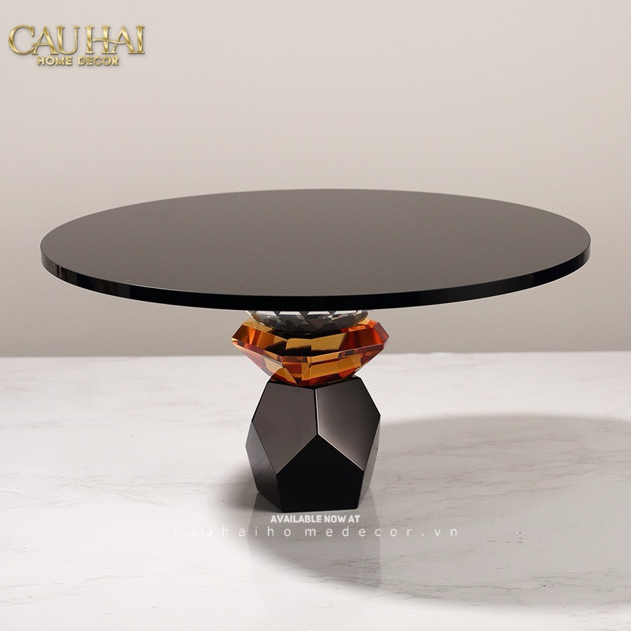 Maison Couture -  Khay Đế Tròn Pha Lê Đen - Savoir Cristalleries Atélier Display Trays 30x30x15