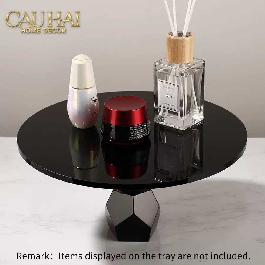 Maison Couture -  Khay Đế Tròn Pha Lê Đen - Savoir Cristalleries Atélier Display Trays 30x30x15
