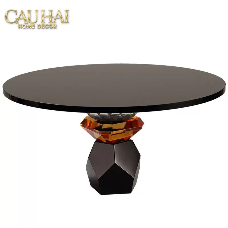 Maison Couture -  Khay Đế Tròn Pha Lê Đen - Savoir Cristalleries Atélier Display Trays 30x30x15