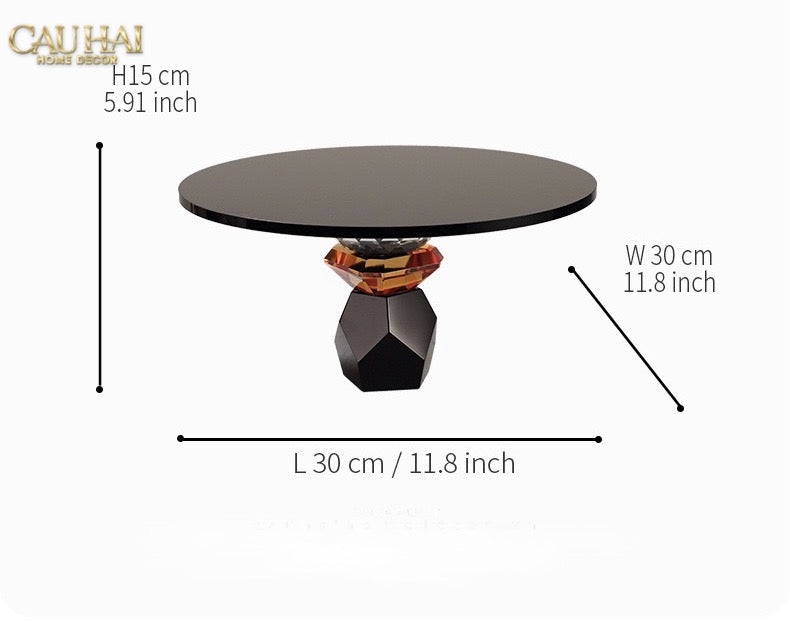 Maison Couture -  Khay Đế Tròn Pha Lê Đen - Savoir Cristalleries Atélier Display Trays 30x30x15