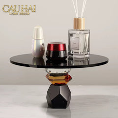 Maison Couture - Khay Đế Tròn Pha Lê Đen - Savoir Cristalleries Atélier Display Trays 30x30x15-CẬU HAI HOME DECOR