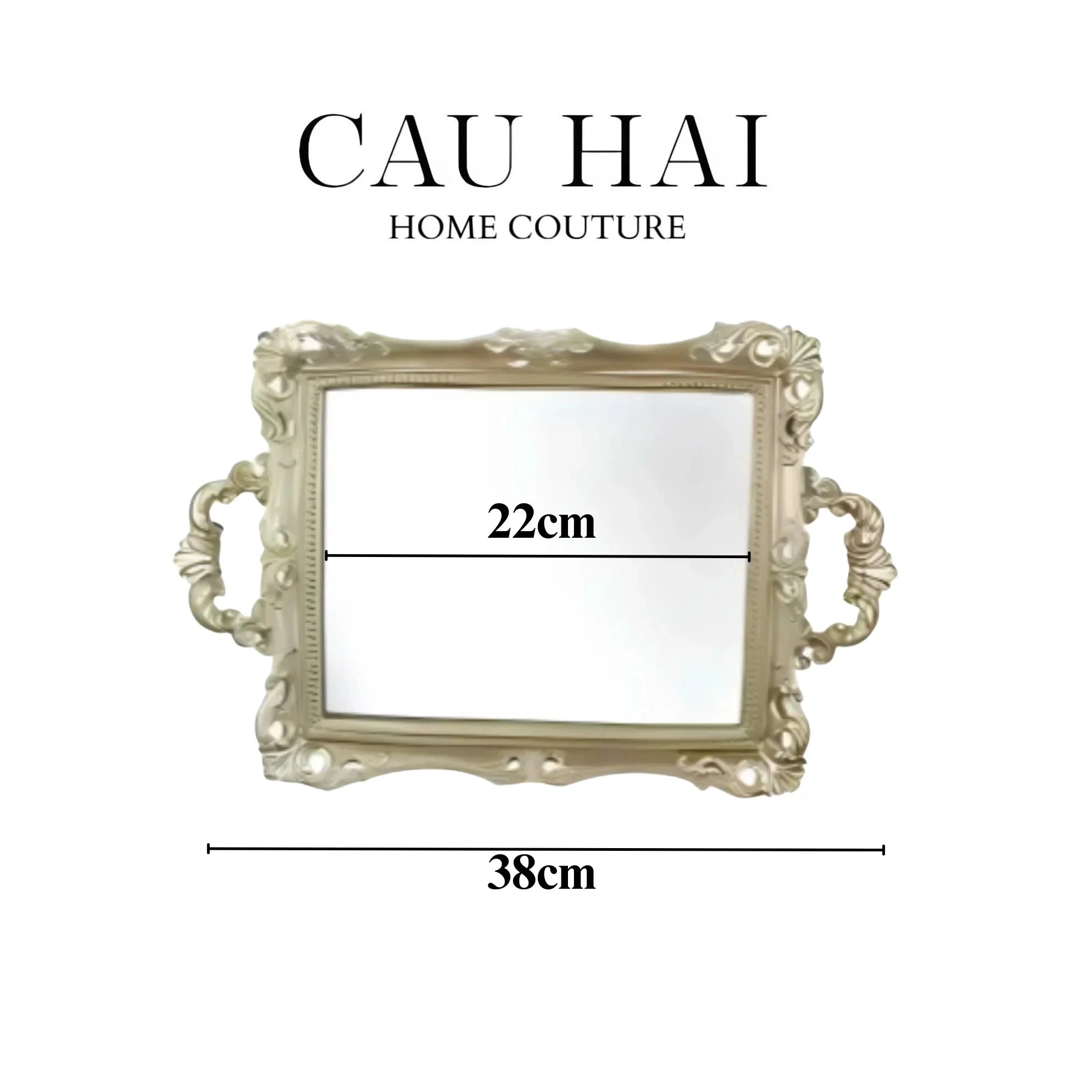 Maison Couture - Khay Gương Chữ Nhật V Class Barocco Frame Rectangular Trays Size 38-CẬU HAI HOME DECOR