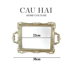 Maison Couture - Khay Gương Chữ Nhật V Class Barocco Frame Rectangular Trays Size 38-CẬU HAI HOME DECOR