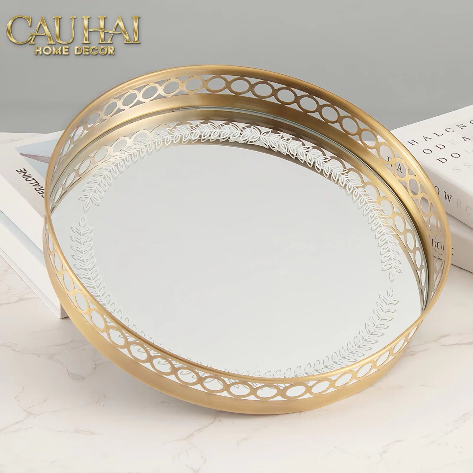 Maison Couture - Khay Gương Tròn Brasson Royale Gold D30-KHAY TRANG TRÍ-CẬU HAI HOME DECOR
