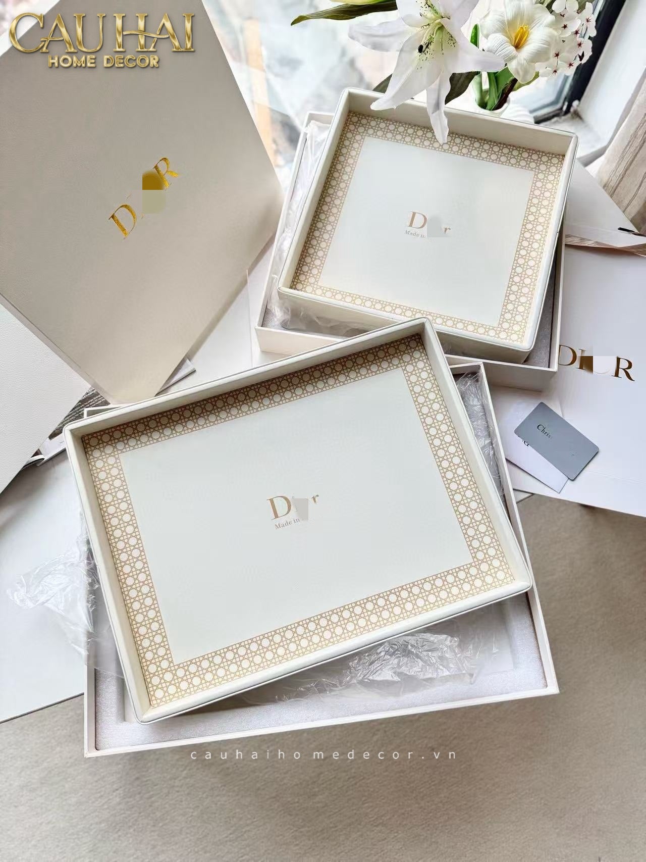 Maison Couture - Khay Lux Leather D.O D'Ivoire 30X40 - CẬU HAI HOME DECOR