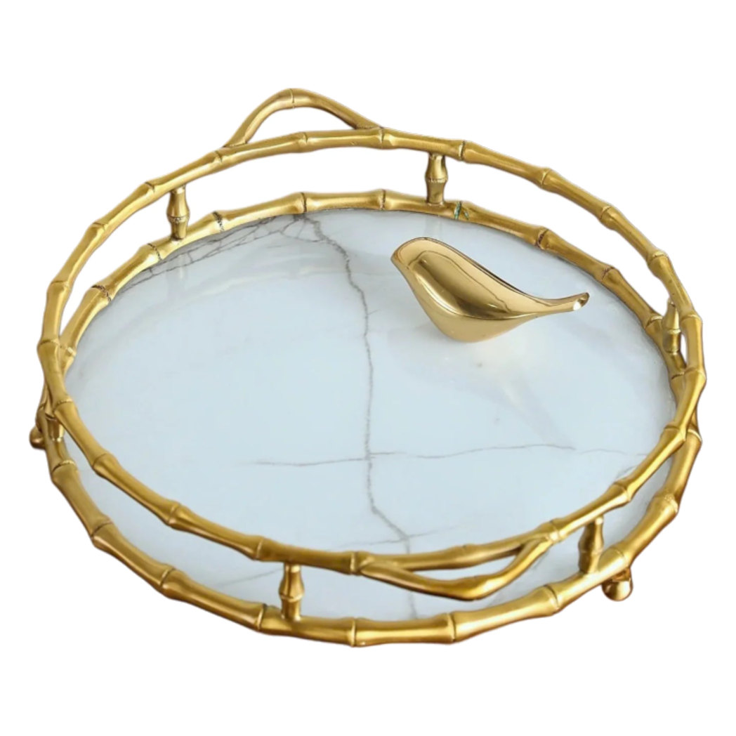 Maison Couture - Khay Tròn Bamboo Bằng Đồng - Brasson Mirror Héritage Ronde Decoratives Trays D30-KHAY TRANG TRÍ-CẬU HAI HOME DECOR