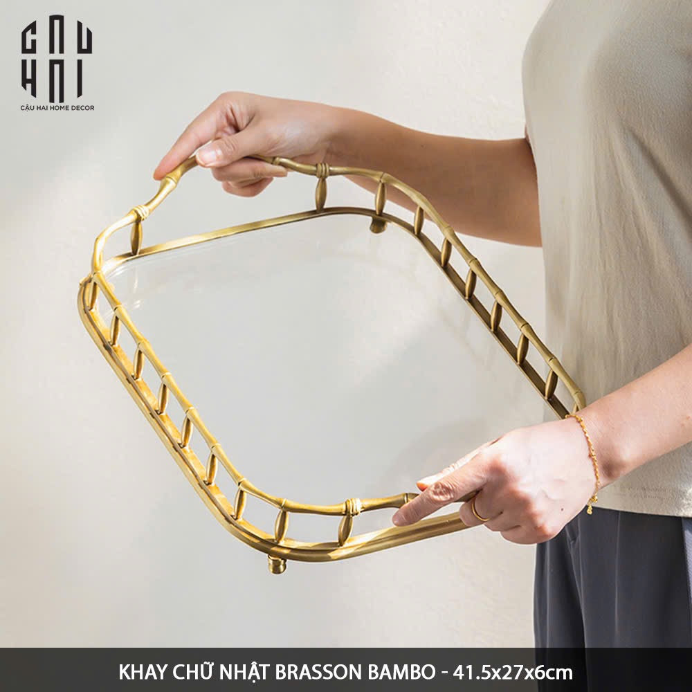 Maison Couture - Khay Tròn Bamboo Bằng Đồng - Brasson Mirror Héritage Ronde Decoratives Trays D30-CẬU HAI HOME DECOR