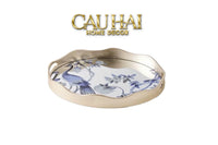 Maison Couture - Khay Tròn Khổng Tước Mirror Plateau Oval Paon Oriental 30X38-KHAY TRANG TRÍ-CẬU HAI HOME DECOR