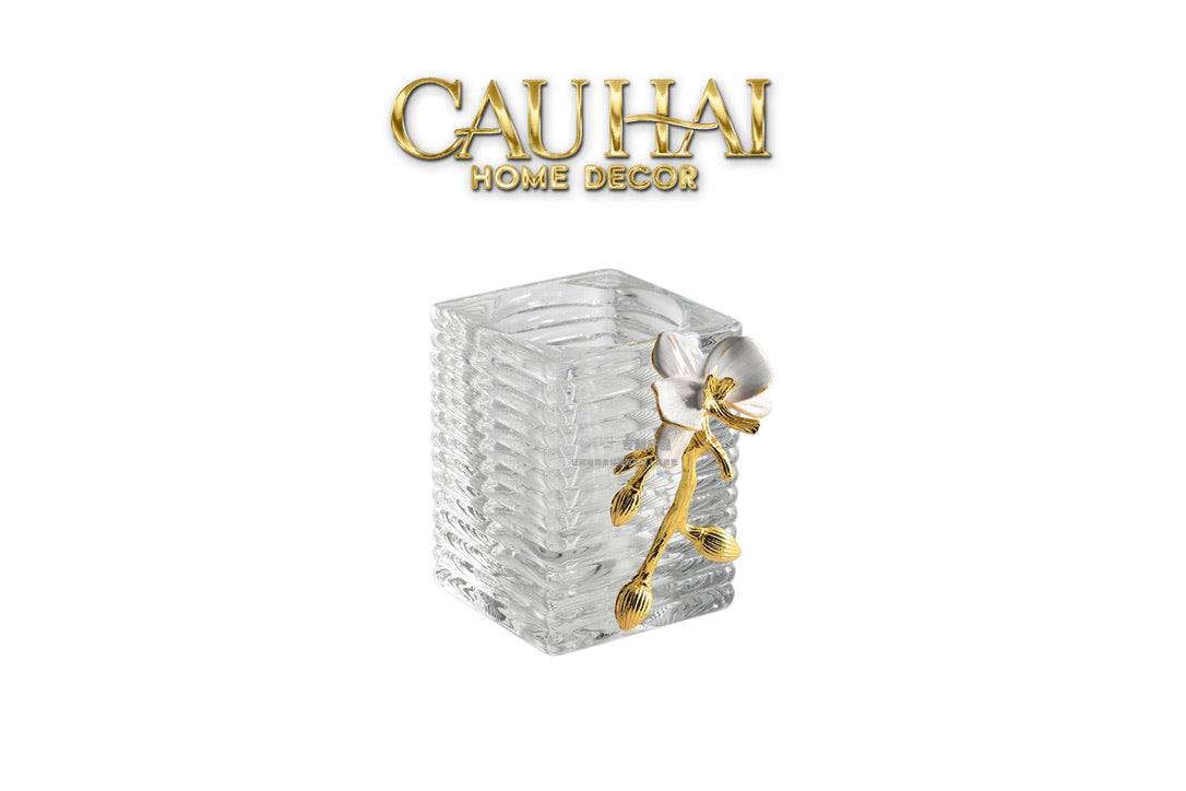 Maison Couture – Lọ Đựng Cọ Haute Orchid Golden Branches Brush Holder-Lọ Tăm bông - Bathroom Vanity-CẬU HAI HOME DECOR