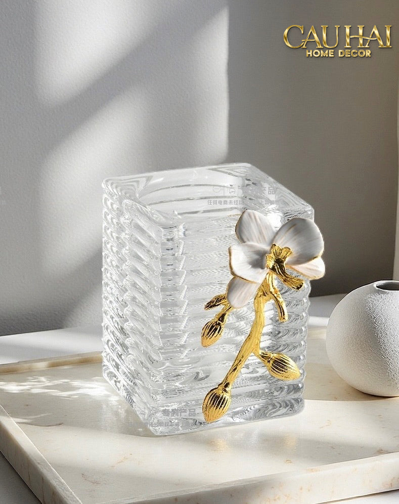 Maison Couture – Lọ Đựng Cọ Haute Orchid Golden Branches Brush Holder-Lọ Tăm bông - Bathroom Vanity-CẬU HAI HOME DECOR
